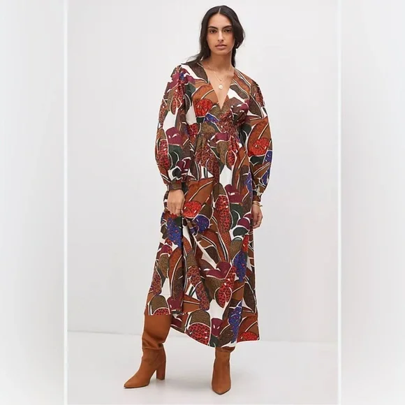 Farm Rio by Anthropologie Women’s Leaf Print Long Sleeve Dress - Picture 1 of 7
